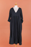 3382C PREMIUM LINEN LONG DRESS: ROUILLE