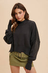 KNITTED MOCKNECK PULLOVER SWEATER: OATMEAL / S