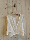 REF 6454 100% LINEN VEST: KHAKI