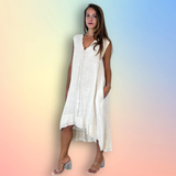 REF 25813 100% LINEN SISA SLEEVE DRESS: Heavenly