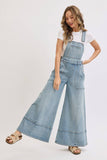 DENIM OVERALL WIDE-LEG JUMPSUIT : DENIM BLUE / Contemporary / S