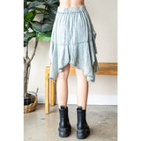 WASHED ASYMMETRICAL HEM LAYERED CARGO SKIRT: SLATE / S-M-L(2-2-2)
