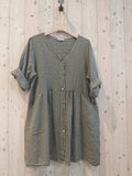REF 25906 WIDE LINEN DRESS 100%: Yellow
