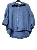 60832 OVERSIZED-CUT LINEN SHIRT: KAKI