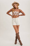 FLORAL EMBROIDERY LACE MESH LAYERING TOP: HAZELNUT / S