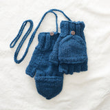 GUPTA Knit Wool Lined Mitten Fingerless Gloves: Rust Orange