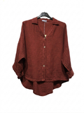 48902 PLAIN LINEN SHIRT: CHOCOLAT