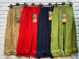 Fancy eyelet embroidery trousers 9204 100% linen: Gris anthracité