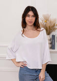1973 women's crop top in cotton-linen,: CARBON
