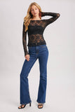 LETTUCE-EDGE SHEER MESH TWO WAY TOP: ECRU / M