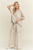 BEST Mineral Wash Wide leg Cropped pants HP5524: Olive / S-M-L / 2-2-2
