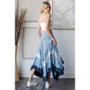 WASHED TIERED SMOCKED WAIST FLARE HEM SKIRT: SAGE / S-M-L-XL(2-2-2-2)