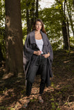 Comfy Oversized Waffle Knit Collared Jacket: Dark Grey