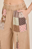 Mineral Washed Fall Paisley patchwork Flared pants HP5783P3: Ash Oak / S-M-L / 2-2-2