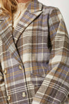 60383 Double Breast Plaid Jacket: Maple Mix / L