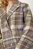 60383 Double Breast Plaid Jacket: Maple Mix / L