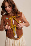 Bow-Tie Floral Knit Vest LSW1008: Pecan / L