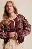 Embroidered Quilted Western Jacket LJ0260: Plum / S
