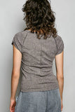 Vintage Wash V Neck Cotton Slim Fit Tee Top: HERB / M