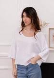 1973 women's crop top in cotton-linen,: CARBON