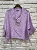 Linen top v-neck 23100 100% linen: Lillas