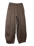 8048 LINEN TROUSERS WITH STRUCTURED PANELS: PERSIMMON