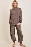 Zen Mineral Washed Ribbed  Baggy Lounge Balloon Pants HP7610: HotCocoa / S-M-L / 2-2-2