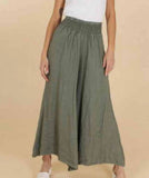 Flared linen trousers 66031 100%LINEN: Moutarde