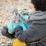 GOPAN Mittens Multi Waste Wool Detachable String: Multi Cream