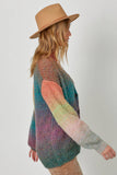 60882 Button Down Rainbow Cardigan: Rainbow / Small