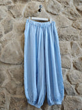 REF30581 BALLOON STYLE TROUSERS 100% LINEN: Brown
