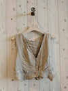 REF 6454 100% LINEN VEST: KHAKI