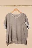 Linen cotton blend t-shirt 10% LINEN 90% COTTON 6763: Vert canard