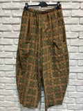 Trousers 30482 Checked corduroy 100% cotton: Vert anis