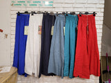 Flared linen trousers 66031 100%LINEN: Moutarde