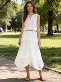 Skirt in 100% linen REF. 7199: Vert Canard / Unique