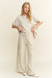 BEST Mineral Wash Wide leg Cropped pants HP5524 : Olive / S-M-L / 2-2-2