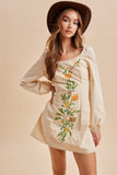 COTTON EMBROIDERED MINI DRESS: CEDAR / S
