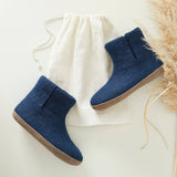 BIDI Unisex Felt Slipper Boot EU37-EU45: Navy Blue / EU37 (UK4)
