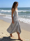 Skirt in 100% linen REF. 7199: Bleu Ciel / Unique
