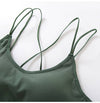 Soft Breathable Cotton Padded Bra Bralette crop top: Green / M
