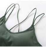 Soft Breathable Cotton Padded Bra Bralette crop top: Green / S