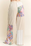 Mineral Washed Floral WaveKnit Jacquard Boho Pants HP6106: Natural / S-M-L / 2-2-2