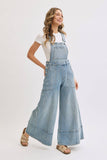 DENIM OVERALL WIDE-LEG JUMPSUIT : DENIM BLUE / Contemporary / S