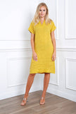 Short dress in 100% linen REF.3141: Rust / Unique