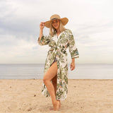 Cotton Kimono Robe - GREEN OWL