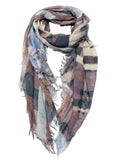 JC021016 Brown & Blue Vintage Print Abstract Scarf