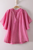 NT12540-Mineral Washed Gauze Blouse Top: WHITE / S-M-L/2-2-2