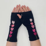 Fingerless Cashmere Gloves-Lupine: Rainbow on Grey / One Size Fits Most