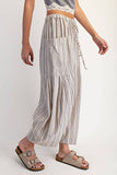 WIDE STRIPE LEG PANTS: Natural Combo / S-M-L(2-2-2)